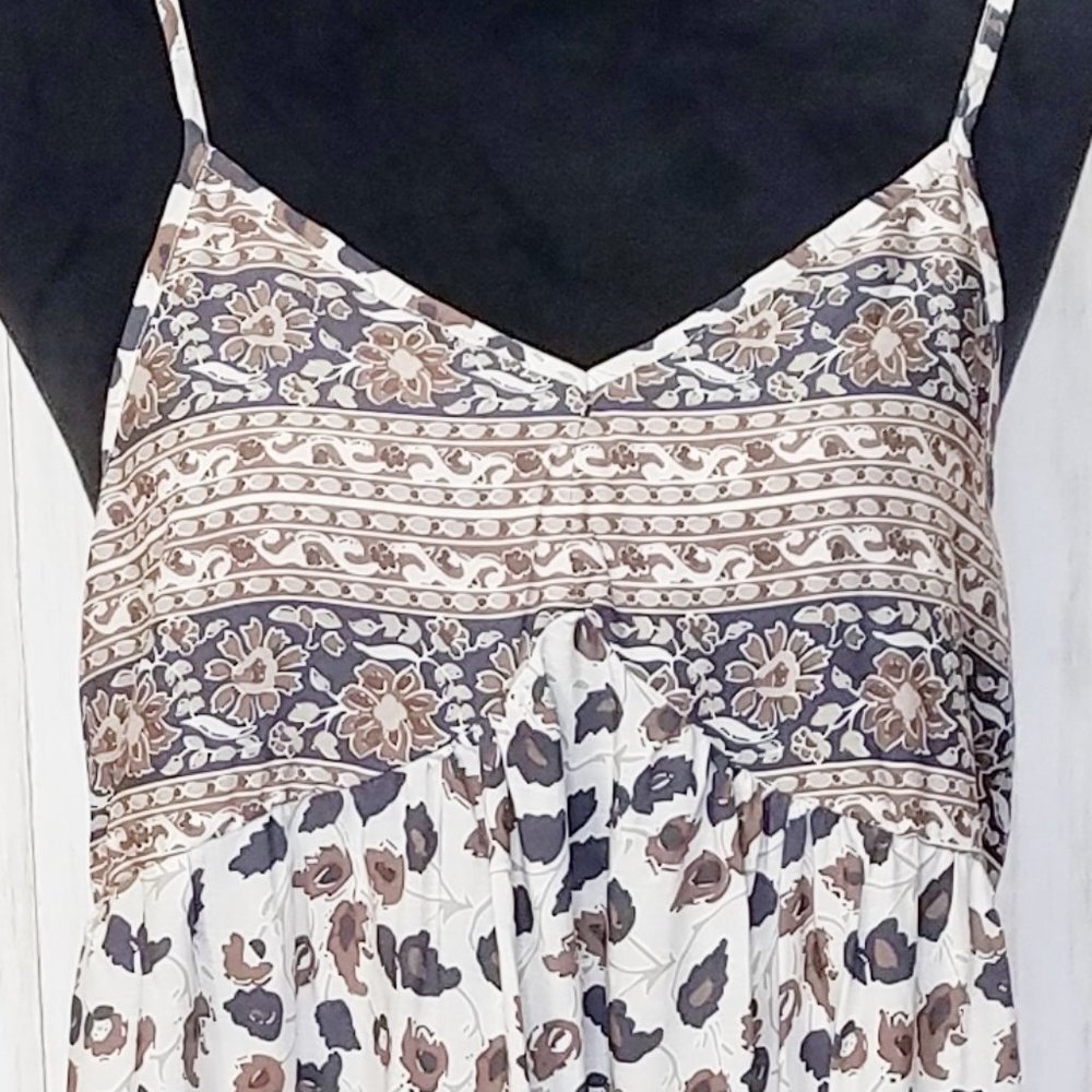 Summer Beach Coverup Spaghetti Strap Dress Brown - Picture 3 of 8